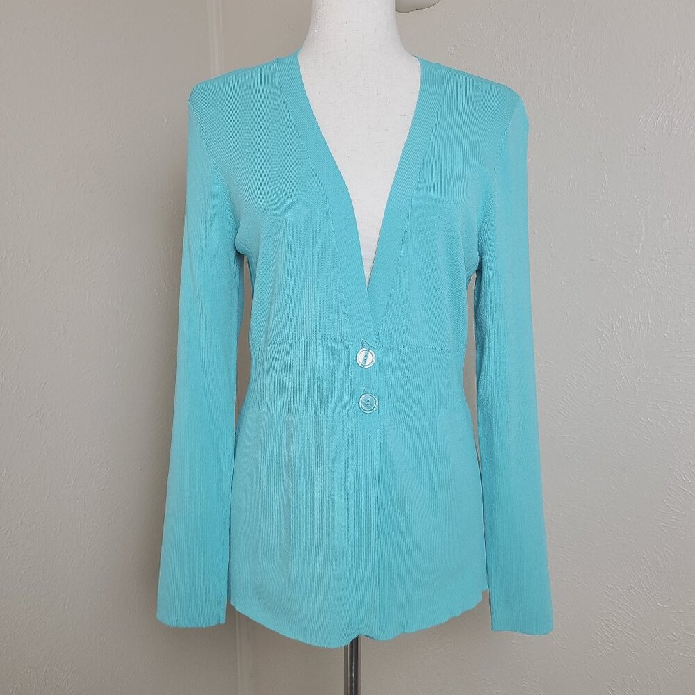 Scott Taylor WOmens Long Sleeves Cardigan Teal Size M A564